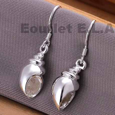 32mm 3D CONCH SILVER EARRINGS